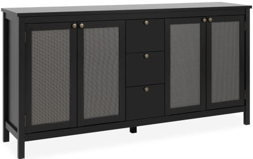 DEINE TANTE EMMA 003429 Kommode Cordoba 51A Sideboard Schwarz Geflecht Nb. ca. 180 x 90 x 40 cm