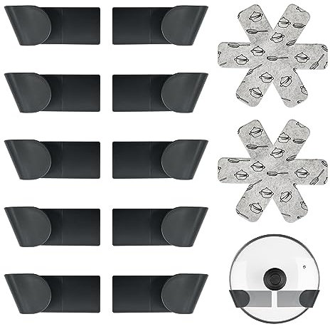 TAFACE 10 Stück Topfdeckelhalter, 2 Stück Topfdeckelhalter, verstellbare Topfdeckelhalterungen, Organizer für Topfdeckel, ohne Loch, für die Küche