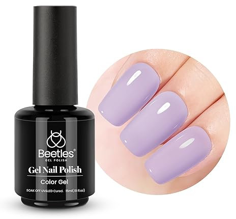 Beetles UV Gel Nagellack DIY - 15ml in Pastell Hellviolett Verträumt Milchig Einfarbig LED UV Lampe Maniküre Dekoration Nagelkunst 1Pcs Nude Gel Nagellack zu Hause Geschenk für Frauen Mädchen