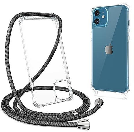ZTOFERA Crossbody Lanyard Case for iPhone 11, Ultra Clear Hard Back with Soft Bumper Protective Phone Case with Strap Adjustable Neck Cord Necklace Shockproof Cover for iPhone 11, Black