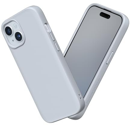 RhinoShield Case kompatibel mit [iPhone 15] | SolidSuit - Stoßdämpfende & schlanke Schutzhülle mit Premium Finish - 3.5 Meter Fallschutz - Silbergrau