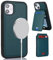ELTEKER Hülle für iPhone 12/12 Pro Handyhülle mit Kartenfach Magsafe Wallet Magnetischer Kartenhalter Handy kreditkartenetui mit Ständer,Leder Klapphülle Schutzhülle für iPhone 12/12 Pro-dunkelgrün