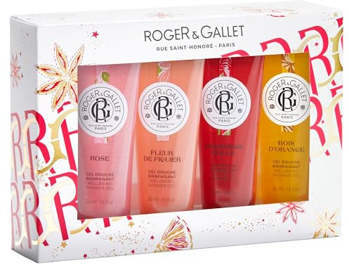 Roger & Gallet Set regalo gel doccia rosa, fiore di fico, legno d'arancio, rosso zenzero (4 x 50 ml)