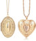 JewelryWe Personalisierte Halskette Medaillon Damen: 2pcs Herz Oval Foto Medaillon zum Öffnen Photo Bilder befüllbar Amulett Anhänger Kette mit Gravur Gold Geschenk für Mutter Tochter Freundin