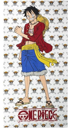 Toalla Infantil de One Piece - Multicolor - 70x140 cm - Elaborada con 100% Poliéster de 240 gsm - Toalla Pequeña - Estampado de Monkey D. Luffy - Producto Original Diseñado en España