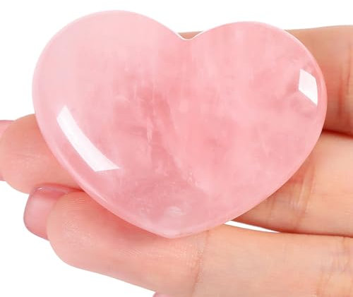 AWARDSEN 45 mm Groß Rosenquarz Herz Kristalle Edelsteine Geschenke für Frauen, Reiki Heilsteine Handschmeichler Stein für Valentinstag, Geburtstage, Jahrestag, Muttertag und Thanksgiving Tag