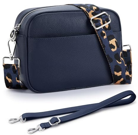 KALIDI Umhängetasche für Damen, mit verstellbarem breitem Gurt und schmalem Riemen, mehrere Taschen, stilvolle Handtaschen, dunkelblau