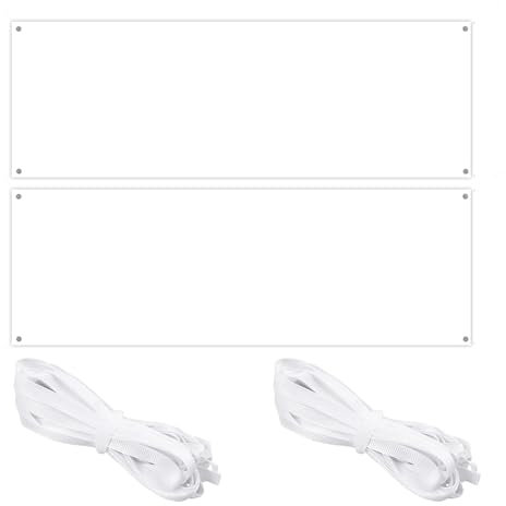 WestCH 2 Sets Banner Weiß 180x60cm Blanko Banner Leeres Banner mit Ösen DIY Werbebanner Personalisiert Banner Selbst Gestalten für Painting Geburtstag Aktivitäten Schulveranstaltung