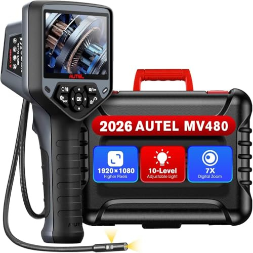 Autel MaxiVideo MV480 Inspektionskamera, Dual Kameras, 360° Drehung | 2026 Neuestes 1080P HD Industrie Endoskop Videoskop, Videoskop mit Audioanmerkung, Verbesserte Ver. von MV460, 7-facher Zoom