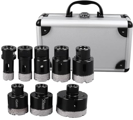 Natudeco 8-teiliges M14-Lochsägen-Set, Fliesen-Lochsägen-Set, Kernbohrer-Set, 20/25/30/35/40/45/50/68 mm Lochöffner mit Aufbewahrungskoffer für Fliesen, Keramik, Glas, Ziegel