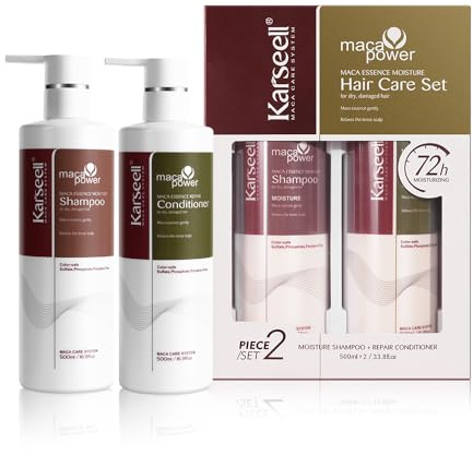 Karseell Haarpflegeset, Shampoo und Spülung für trockenes beschädigtes Haar, Tiefenreparatur, feuchtigkeitsspendend für alle Haartypen, 2 x 500 ml