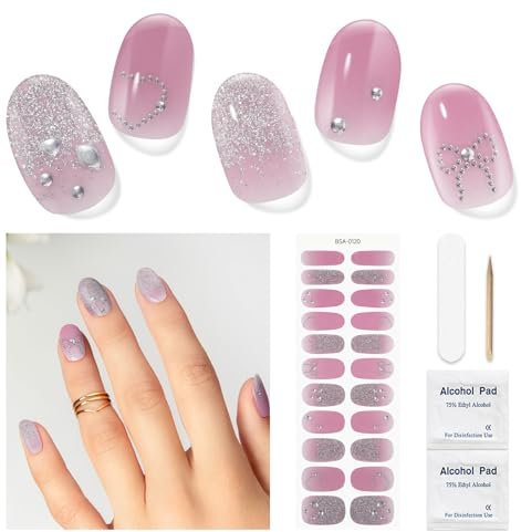 DUKASOU Semi Cured Gel Nail Strips - 22 PCS No UV Light Needed, Stickers Set, Wraps, Salon Quality Polish (Motifs)