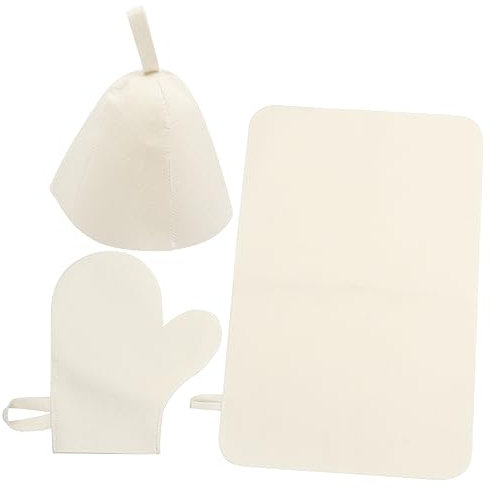 HONMEET 1 Jeu Ensemble De Sauna En Feutre De Spa Chapeau De De Salle De Bain Pour Femme Capuchon De Protection Pour Sauna Chapeau Respirant Fournitures De Sauna Blanche
