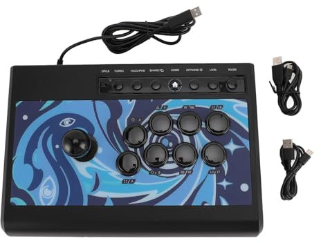 Annadue ArcadeFight Stick für PC, USB Game Controller Joystick mit 8 Aktionstasten, 8 Funktionstasten, Turbo Sound Funktion, rutschfeste Gummibasis, ArcadeGame Fighting Joystick für