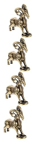 Cabilock 4 Stück Treten Auf Geldschafdekorationen Schreibtischdekoration Mini-schlüsselanhänger Schaf Tierverzierung Chinesisches Bling Für Auto Retro-Ziege-skulptur Messing