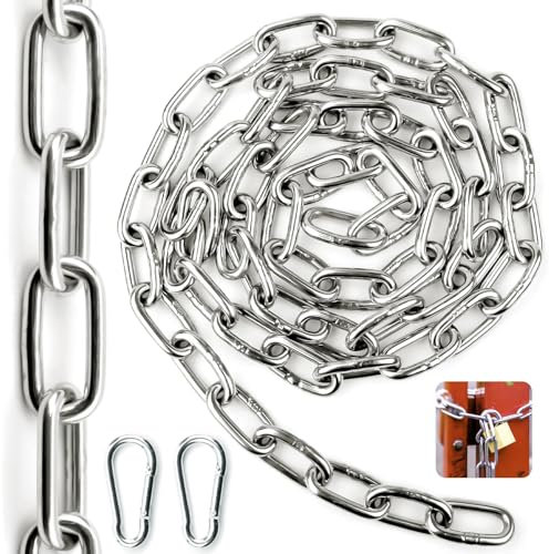 SWTYExt Catena 2M 6 mm Cadenas Cadena de Acero Inoxidable Cadena Acero Inoxidable de Eslabón Corto Piezas Cadena Candado para Mascotas Tender la Ropa Antirrobo Cubos de Basura