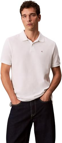 Calvin Klein Herren Poloshirt Kurzarm Stretch Pique aus Baumwolle, Weiß (Blanc De Blanc), 2XL