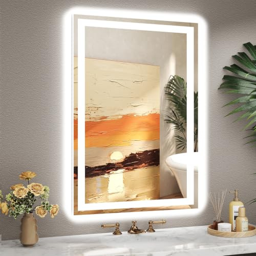 Callsky LED 60x90 CM Bathroom Mirror with Seperated Front and Backlit | Dimmable Lighted, UKCA Certified, 3 Color Temperatures, Auto-Off Defogger, Memory Function, Shatterproof Tempered Glass