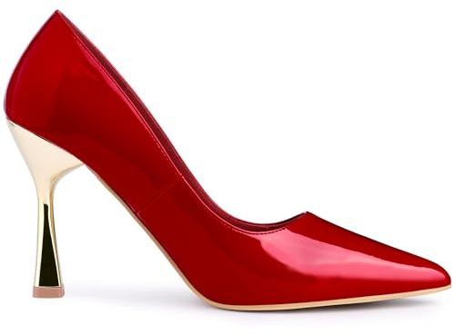 Allegra K Women's Pointed Toe Stiletto Heels Sandal Pumps Red 6 UK/Label Size 8 US