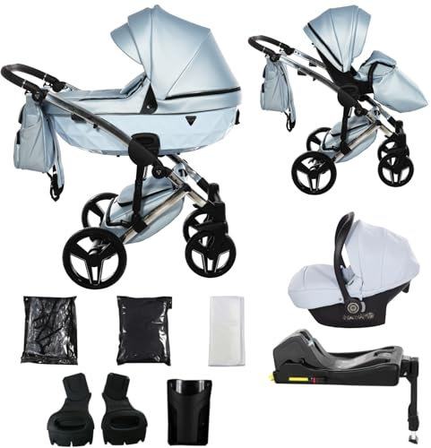 Junama Kinderwagen Diamond S Class 2in1 3in1 4in1 (10 - Hellblau, 4in1 mit ISOFIX Basis)
