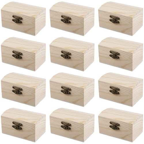 12 Stück Mini Schatztruhe Holz: Holzkiste Klein mit Klappdeckel, Schatztruhe Klein, Holzschatulle Schatzkiste Holz, Kleine Holzkiste, kleine schatztruhe, Kleine Schatzkiste für Geburtstags Geschenke