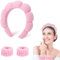 WXNPA Damen Spa Haarband Stirnband Rosa Make up Haarband Weicher Schwamm Hautpflege Haarreifen Haarschmuck zum Waschen des Gesichts (mit Handgelenkband)