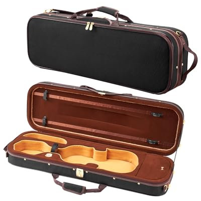 VEVOR Custodia per Violino, Dimensione Completa 4/4, Custodia da Viaggio per Violino 4/4, Igrometro Incorporato, Borsa da Viaggio Portatile Leggera, con Fodera in Peluche, Tracolle, Forma Oblunga