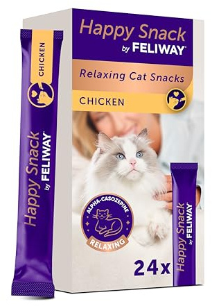 Happy Snack by FELIWAY Sparpaket för läckra och krämiga lugnande kattpriser (24 kuvert) hjälper katter att känna sig lugnare och förbättra deras band.