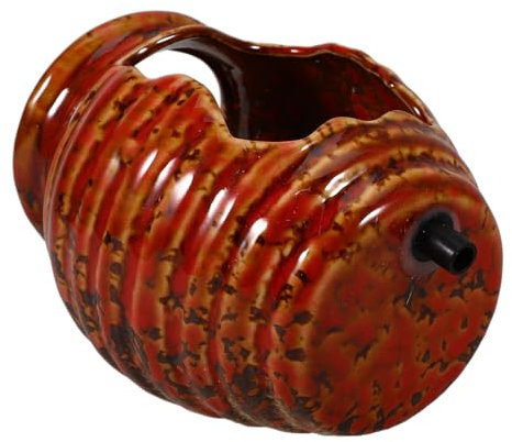 BESTonZON Mini -jar -Ornamente Teiche Gartenfische Ton Wasserfall Dekorationen Wasserspielkrug Wasserkrug-brunnen Besonderheit Tragbar Fließendes Wasser Aquarium Rot Keramik