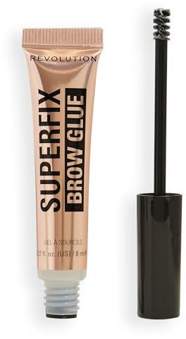 Revolution Superfix Brow Glue, Gel Fijador de Cejas de Larga Duración con Vitamina E y Aceite de Ricino, Vegano y Libre de Crueldad, 8ml