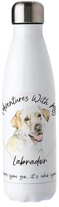 Adventures with my Labrador Metal Water Bottle - Double Walled 500ml Hot/Cold Drinks Bottle Outdoor Dog Gifts