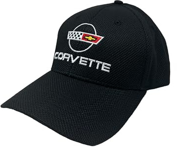 Corvette Embroidered Stretch Fitted Hat - Chevrolet Performance Racing Cap - Officially Licensed by GM