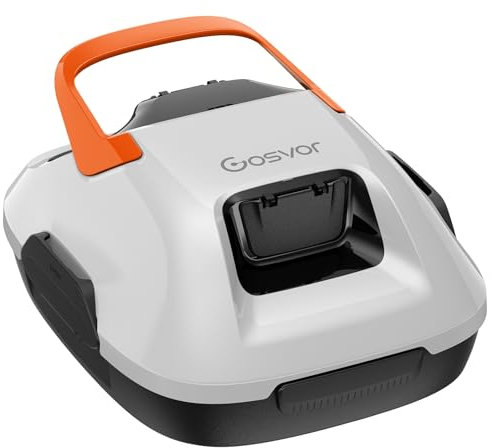 Gosvor Robot Piscina Fondo, Aspirapolvere senza Fili, 90 Minuti di Pulizia, Pulizia Automatica con Funzione di Parcheggio, Fuori Terra
