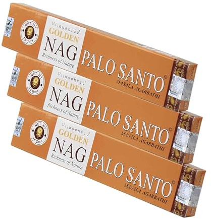 NKlaus Golden Nag Palo Santo Räucherstäbchen, Masala, 45 g | Die handgerollten Räucherstäbchen duften warm nach heiligem Holz und eignen sich für Rituale und Meditation; in Indien