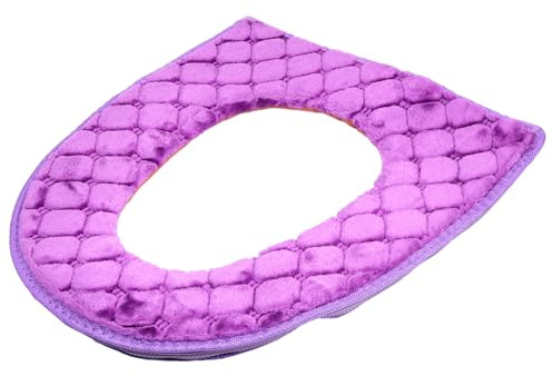 Plüsch Toilettensitzkissen O-förmig Verdickt, Allgemein Anwendbar, Violett | Hand und Maschinenwäsche Möglich, Leicht Montierbar und Abnehmbar, Warm im Winter, Bequem