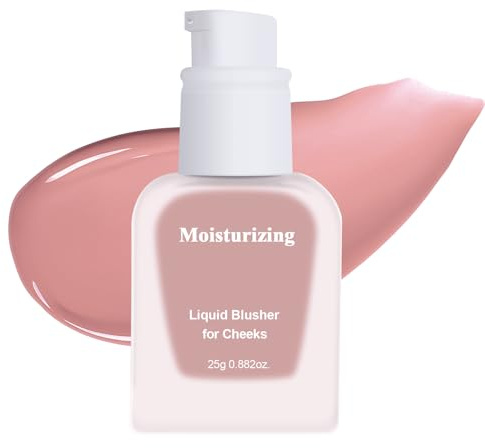 KYDA Moist Liquid Blush, Natural Dewy Finish Cheek Color with Hydrating Formula, Long-Lasting Face Blusher for Natural Glow Cheeks, Lightweight Buildable Smooth Coverage,Nude Pink