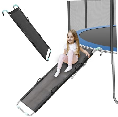 Toboggan de Trampoline, Toboggan extérieur résistant aux déchirures avec poignée, Accessoire de Trampoline Facile à Assembler pour Les Enfants Qui grimpent et Glissent vers Le Bas