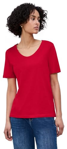 Damen Basic T-Shirt mit gerundetem V-Neck