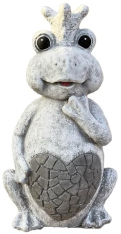 stoneandstyle Froschkönigin mit Krone, Frostfester Steinguss, Grau, 45 cm Höhe, 12,5 kg, Frosch