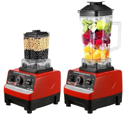 2 in 1 Blender Food Processor - 2000W Professional Blender Smoothie Maker with 2L BPA-Free Jug, Heavy Duty Multifunctional Blender for Kitchen Ice Cream Juicing
