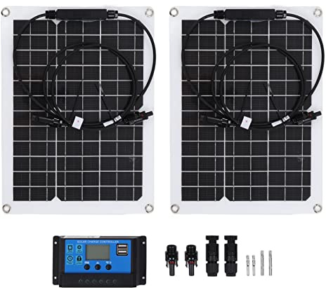 Adfaga Kit de panneau solaire monocristallin flexible 30 W avec contrôleur de charge 50 A, chargeur solaire pliable pour camping-car, bateau, camping, alimentation hors réseau, sys
