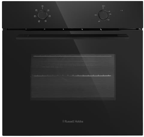 Russell Hobbs Built-in Electric Fan-Assisted Oven 70L in Black with 6 Functions, Double-Glazed Door & Dial and Button Controls, A Energy Rating, Grill Function, Easy-Clean Interior, RHFEO7010B