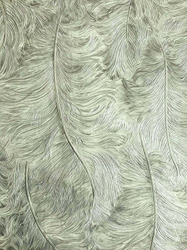 Papier peint exclusif Profhome 822201 papier peint vinyle gaufré avec des plumes brillant gris vert-blanc 5,33 m2