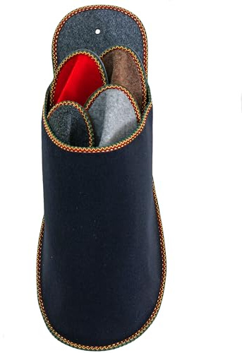 Pantoffelmann Gästepantoffel-Set, 4 Paar faltbare Filzschlappen, Unisex