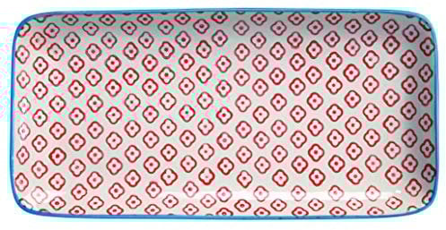 Bloomingville Piatto da Portata Emma - Rettangolare colorato L 31 x H 3 x W 15,5 cm, Rosso, Ceramica Gres