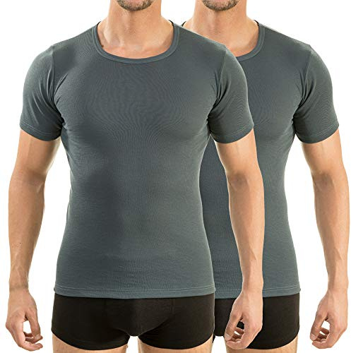 HERMKO 16800 2er Pack Herren Business Kurzarm Unterhemd angenehm weich Dank Modal, Größe:D 9 = EU 3XL, Farbe:Graphit