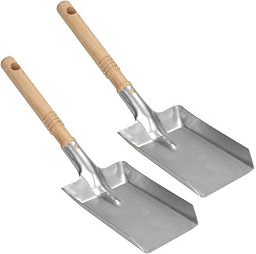 COM-FOUR® 2x Cucchiaio di carbone con lama zincata - Pala da forno con manico in legno - Pala a carbone per caminetto, forno, forno, grill (02 pezzi - pala carbone)