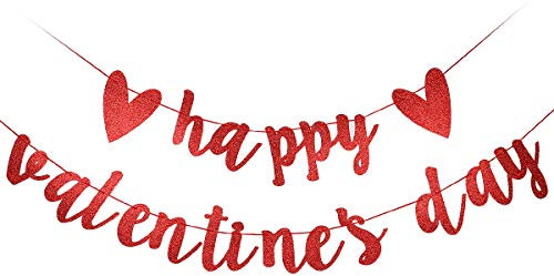 Glitzer-Banner zum Valentinstag mit AufschriftHappy Valentine's Day, Rot
