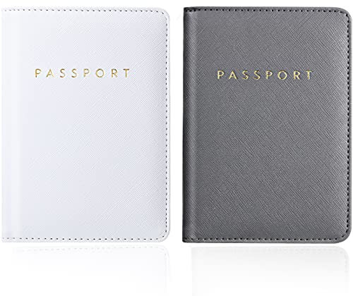 2 Stück Brautpasshüllen Halter Reisebrieftasche Reisepasshülle, weiß und grau, Reisebrieftasche