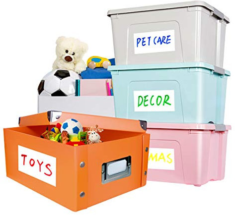 Hebayy 80 Large Size Removable Customizable Blank Labels, Water/Oil/Tear Resistant, No Residue for Home Organization Projects, Bins, Kitchen Storage Containers, Desk Items(6”x 4”)
